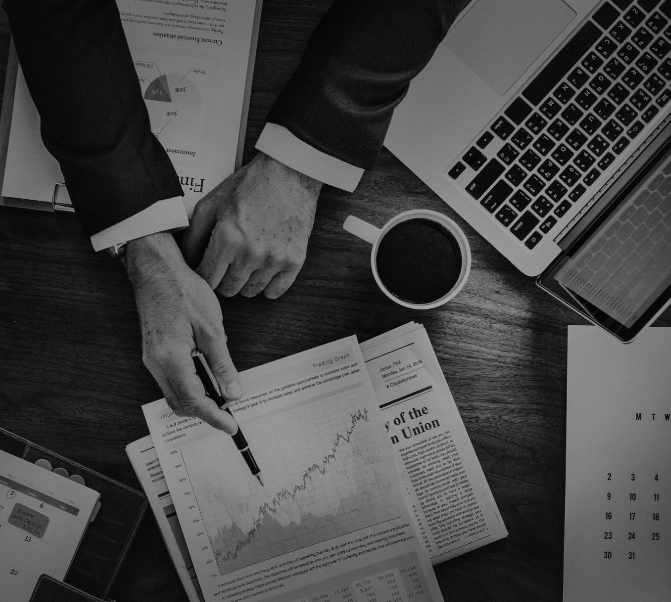 financial office environment with professionals working on documents and digital systems in banking and insurance industry