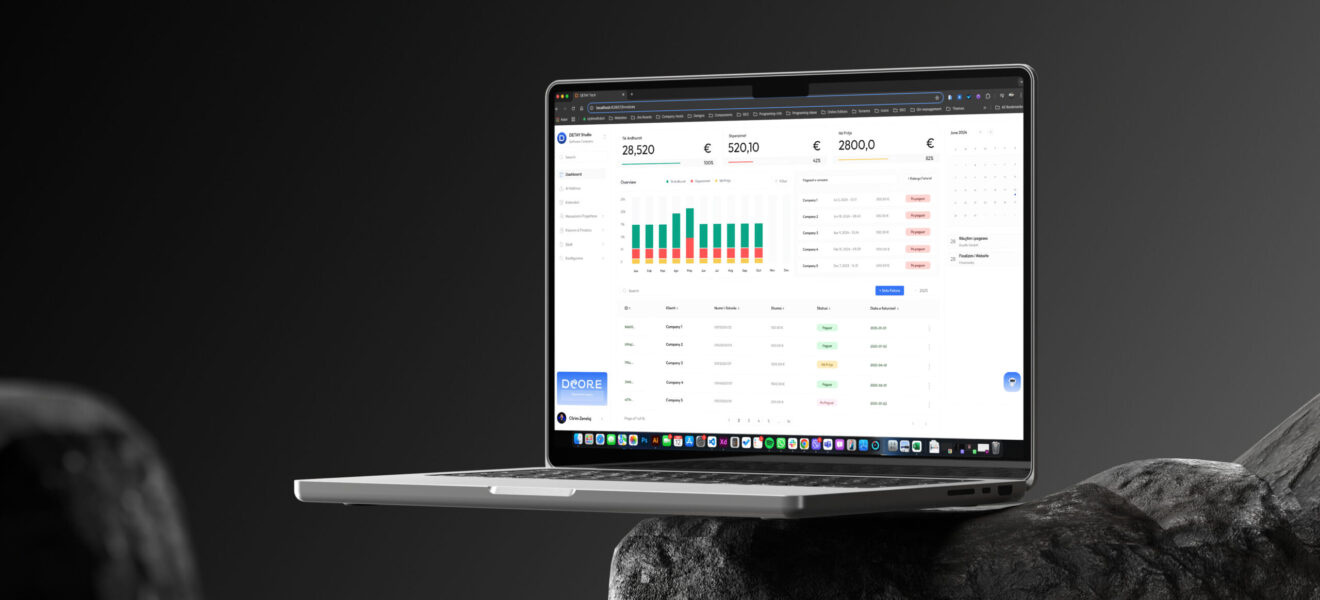 DCORE company management SaaS platform dashboard — built by DETAY Lab Kosovo