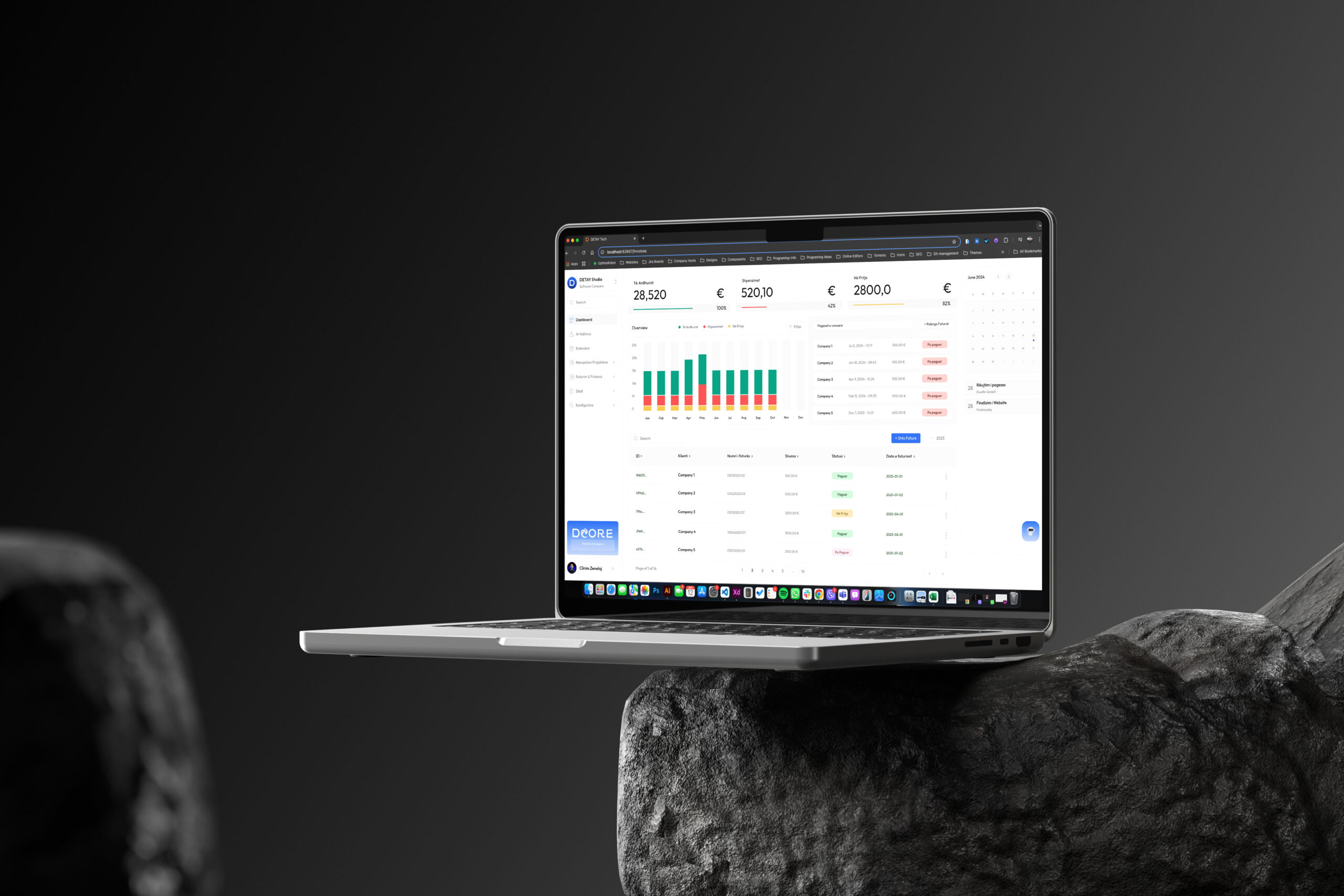 DCORE company management SaaS platform dashboard — built by DETAY Lab Kosovo