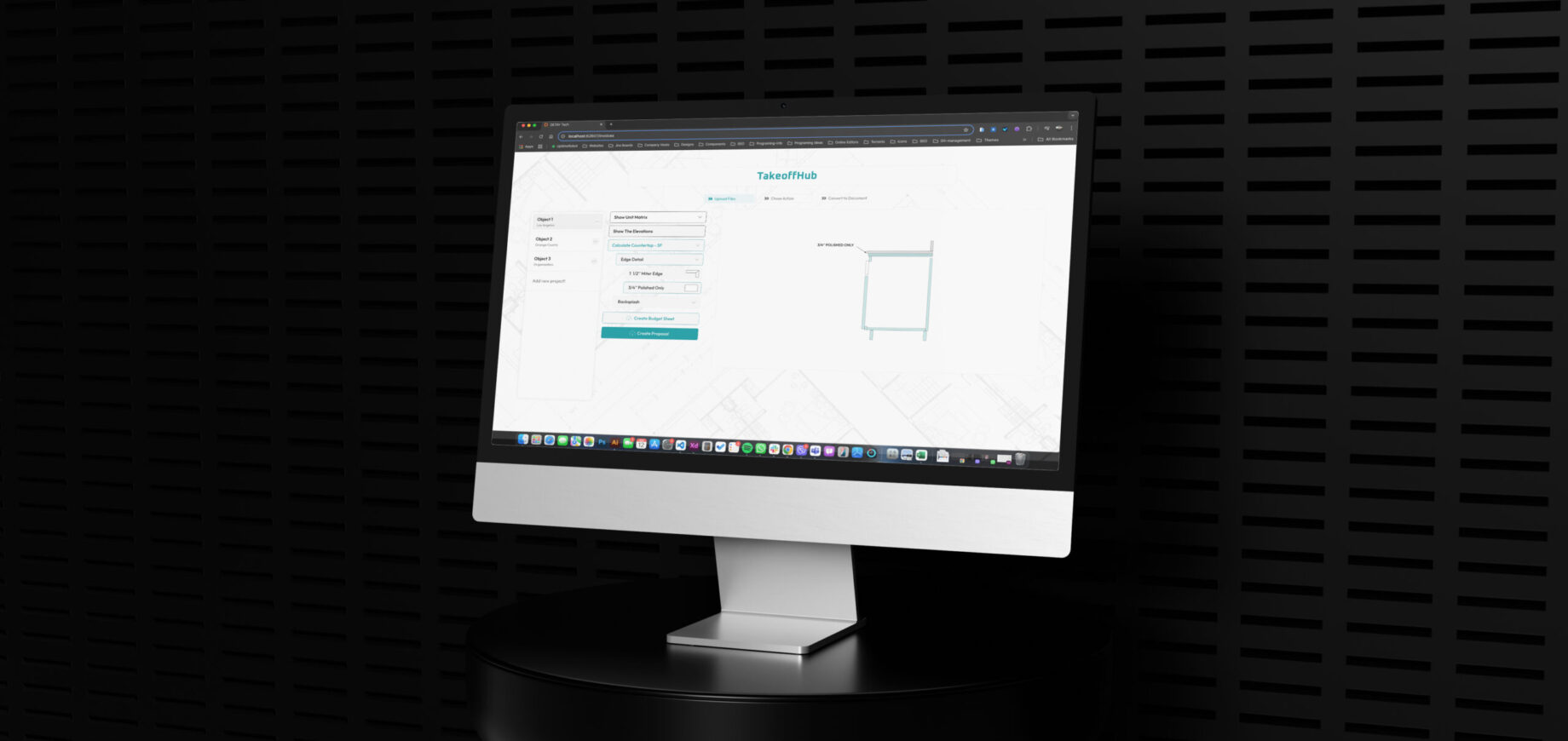Estimating AI construction software interface — architectural plan processing DETAY Lab USA