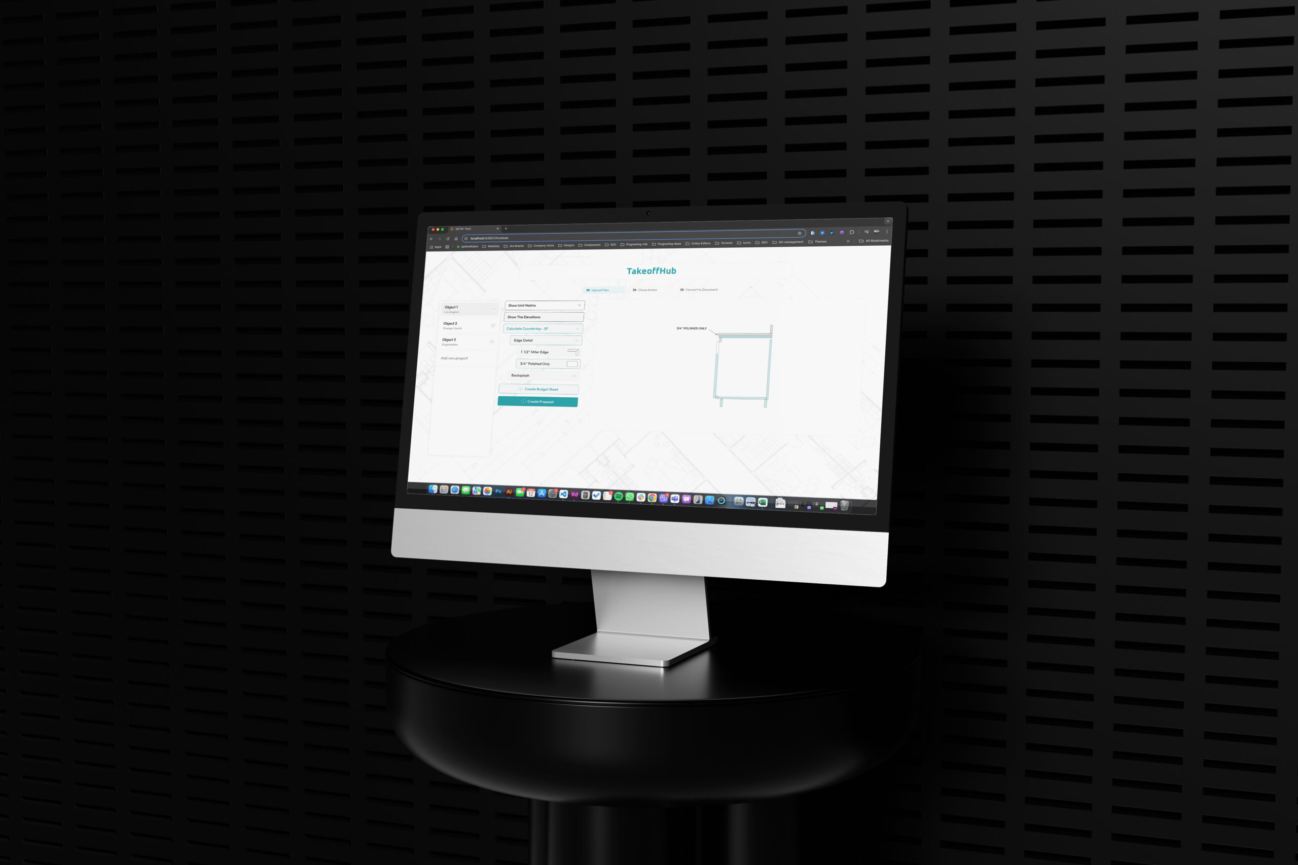 Estimating AI construction software interface — architectural plan processing DETAY Lab USA