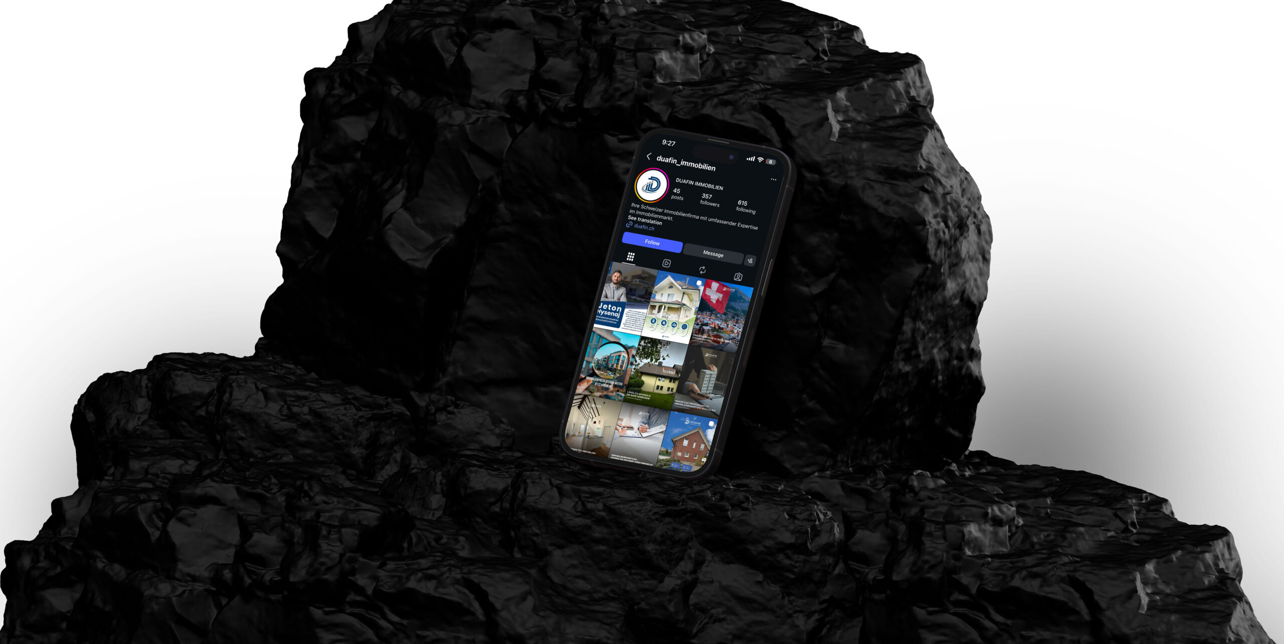 DUAFIN GmbH social media content — Swiss real estate financial services company managed by DETAY Studio