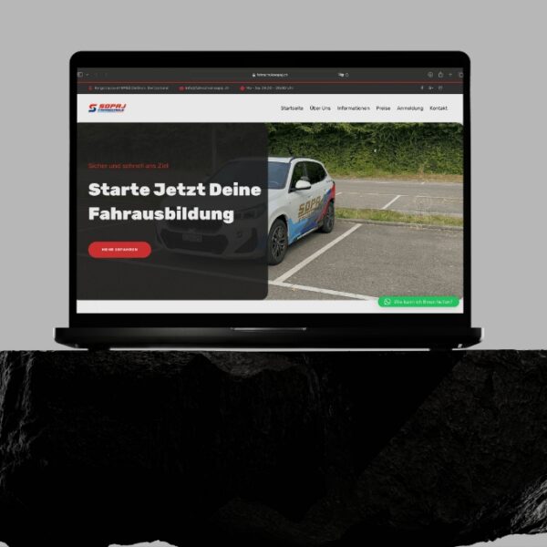 Fahrschule Sopaj driving school website — Switzerland German language DETAY Tech