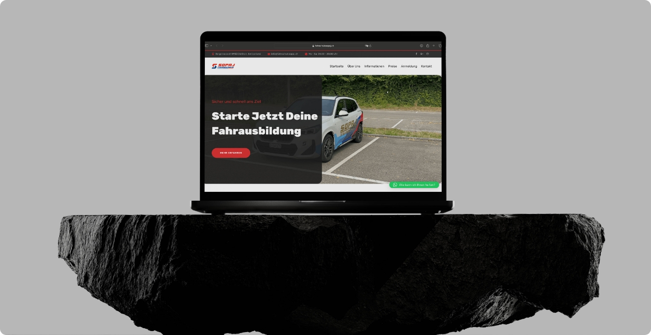 Fahrschule Sopaj driving school website — Switzerland German language DETAY Tech