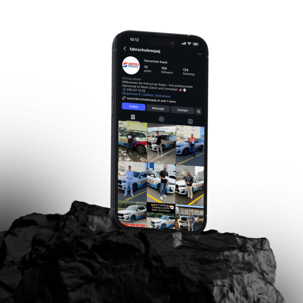 Fahrschule Sopaj social media content — Swiss driving school Switzerland German language managed by DETAY Studio