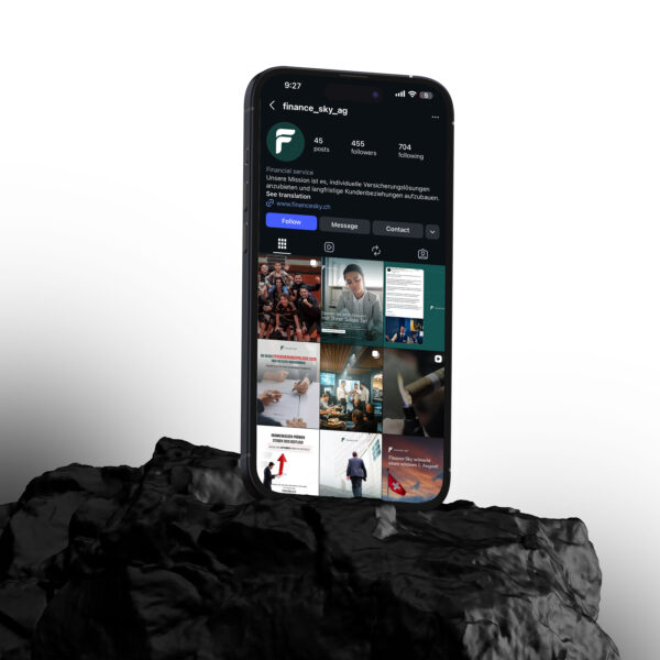 Financesky social media content — financial advisory company Switzerland managed by DETAY Studio