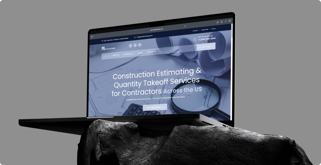 NT Estimating construction estimating company website — California USA DETAY Tech